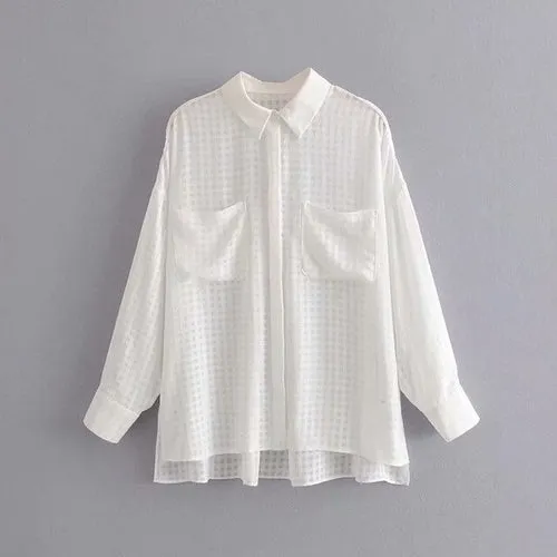 Plaid Blouse Women Batwing Long
