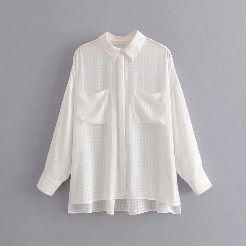 Plaid Blouse Women Batwing Long