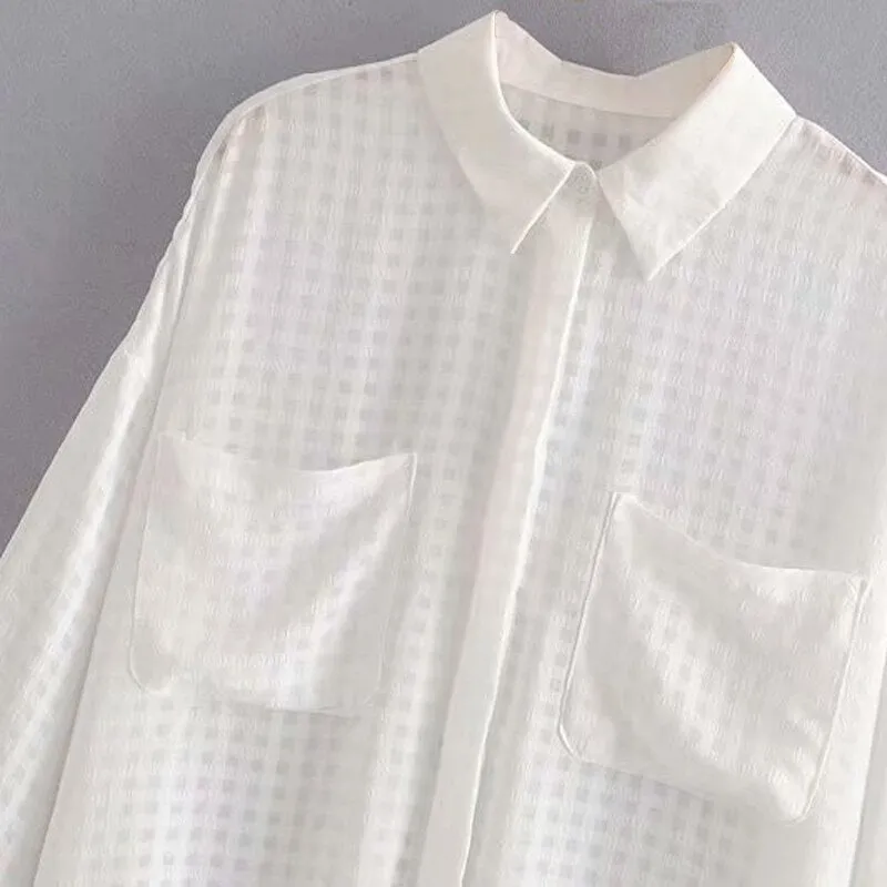 Plaid Blouse Women Batwing Long