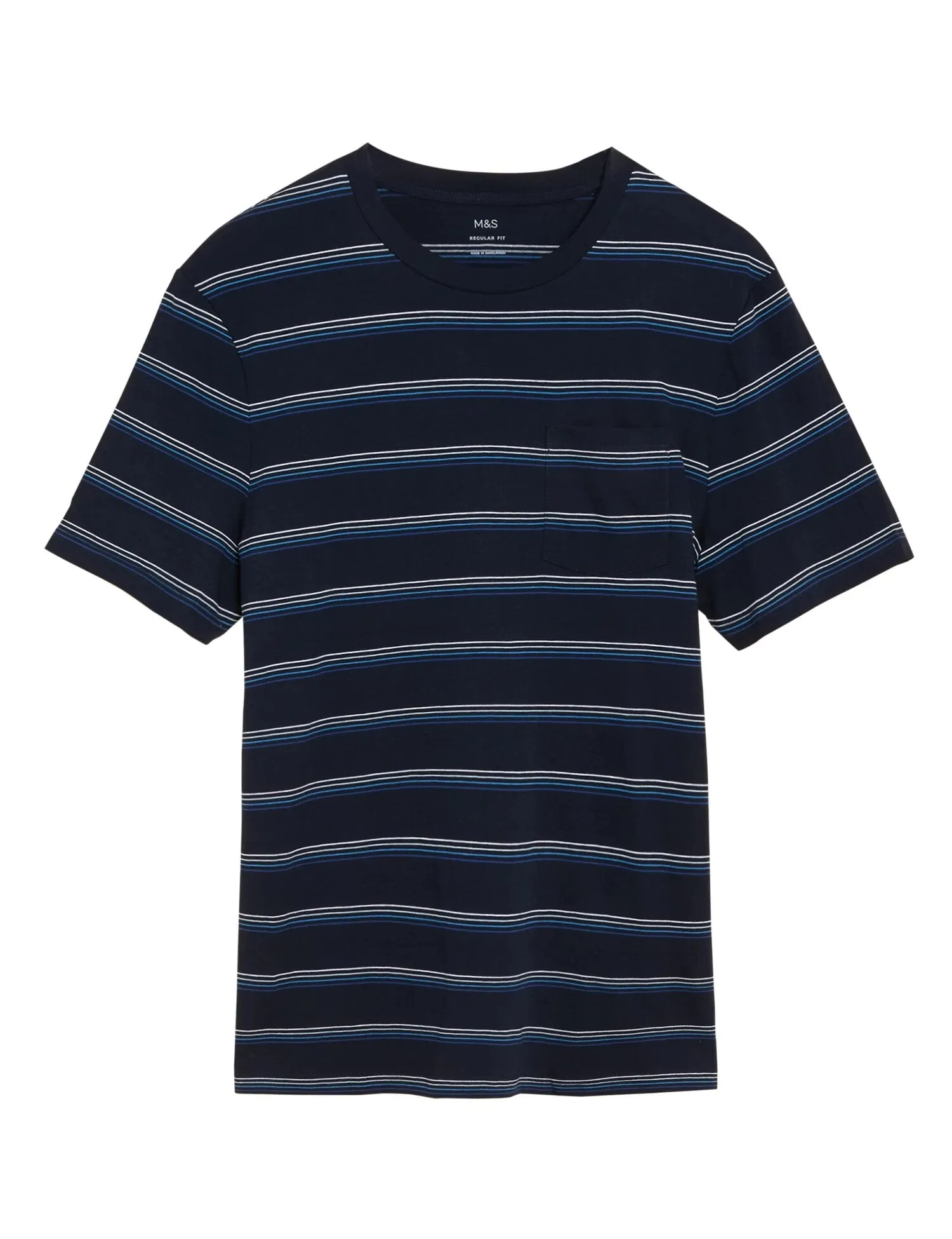 Pure Cotton Striped Crew Neck T-Shirt