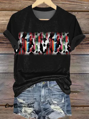 Retro Pattern Printed Casual T-Shirts