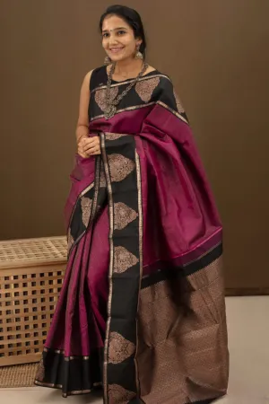 Sensational Purple Soft Banarasi Silk Saree With Palimpsest Blouse Piece