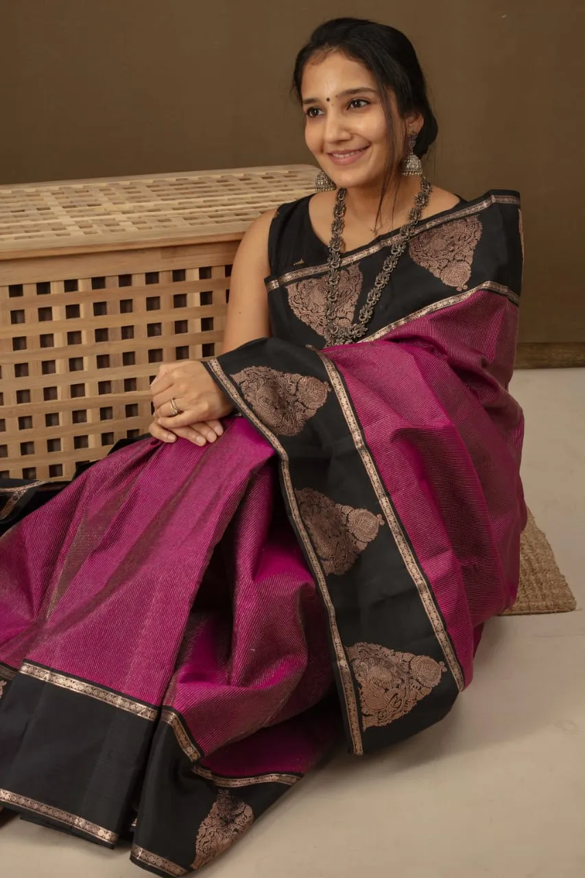 Sensational Purple Soft Banarasi Silk Saree With Palimpsest Blouse Piece