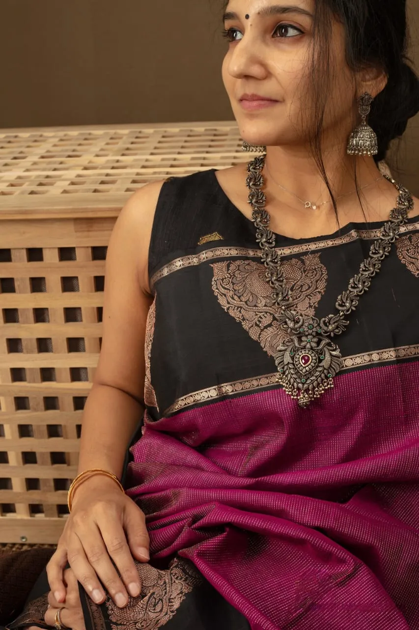 Sensational Purple Soft Banarasi Silk Saree With Palimpsest Blouse Piece