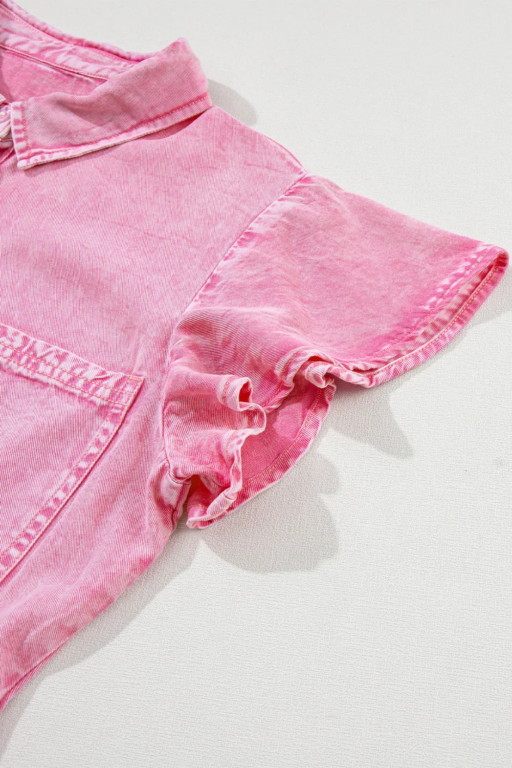 Short Sleeve Button-down Denim Jean Dress