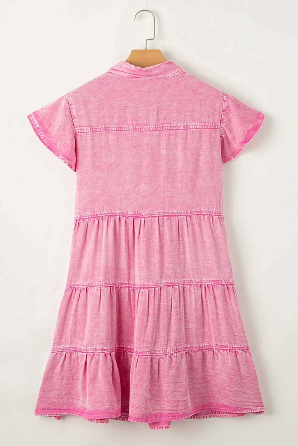 Short Sleeve Button-down Denim Jean Dress