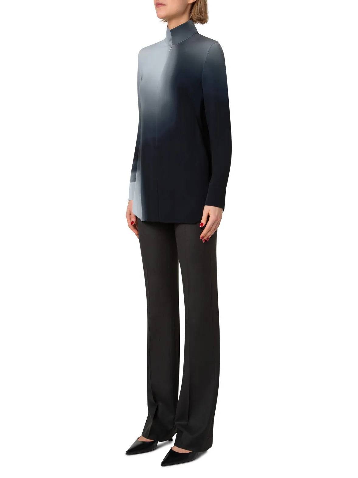 Silk Crêpe Blouse with Shadow Print