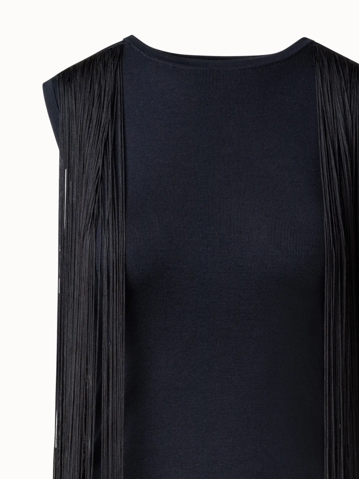 Silk Lurex Top with Long Fringes