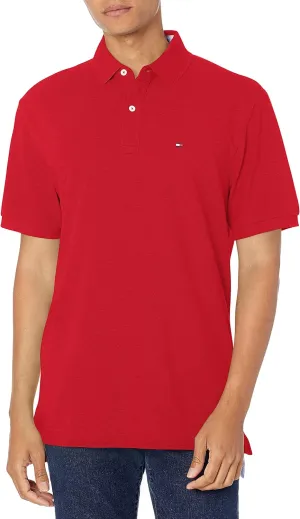 Tommy Hilfiger mens Short Sleeve Cotton Pique in Regular Fit Polo Shirt, Regal Red, X-Large US