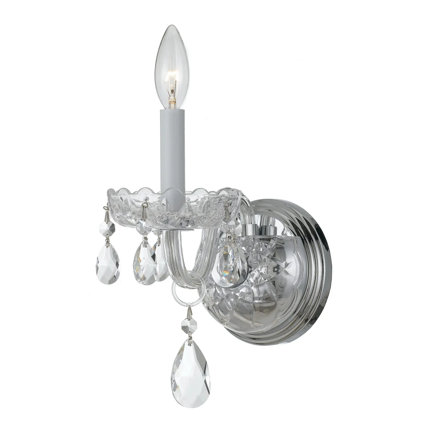 Traditional Crystal 1 Light Spectra Crystal Polished Chrome Sconce