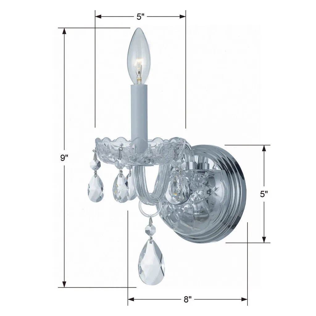 Traditional Crystal 1 Light Spectra Crystal Polished Chrome Sconce