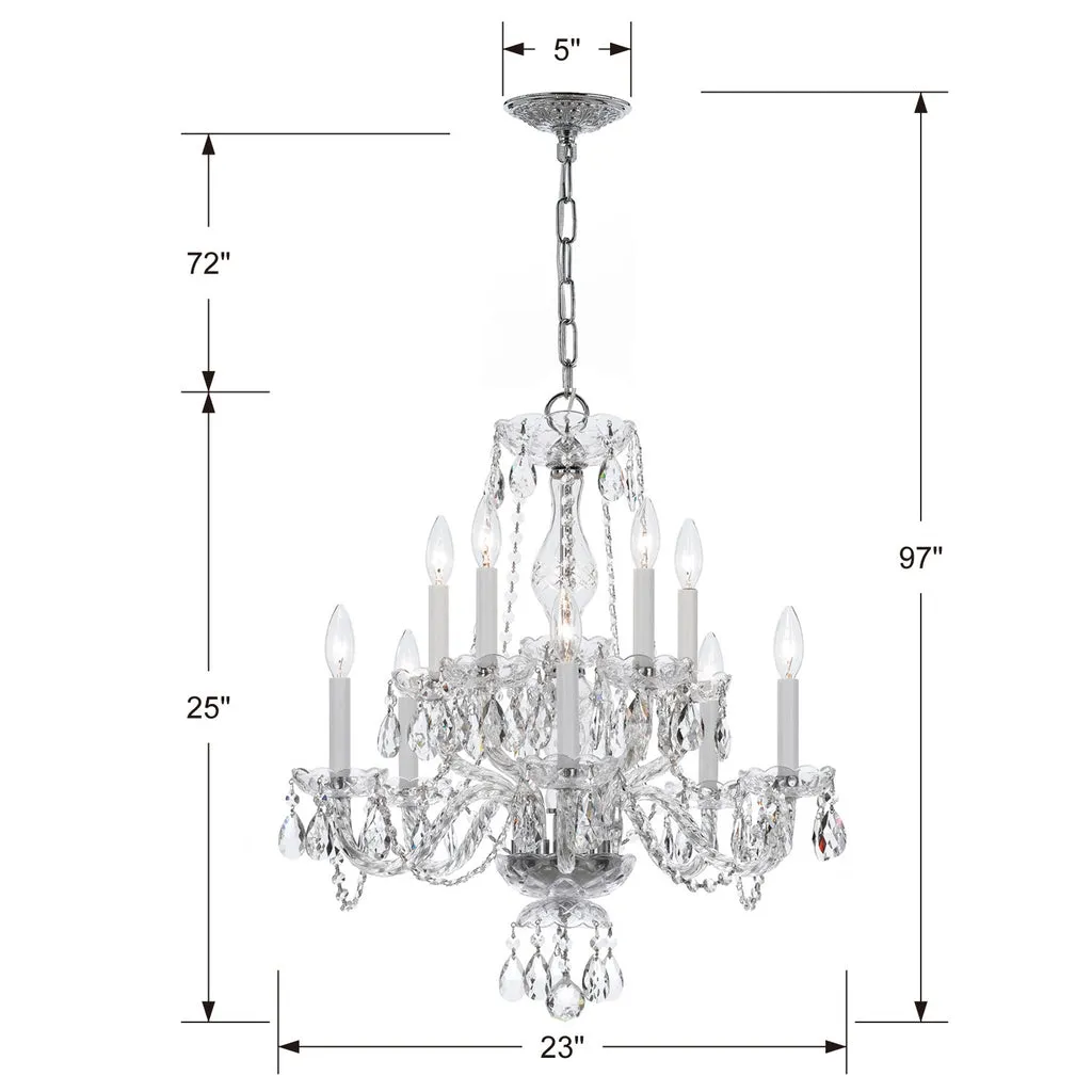 Traditional Crystal 10 Light Clear Crystal Polished Chrome Chandelier