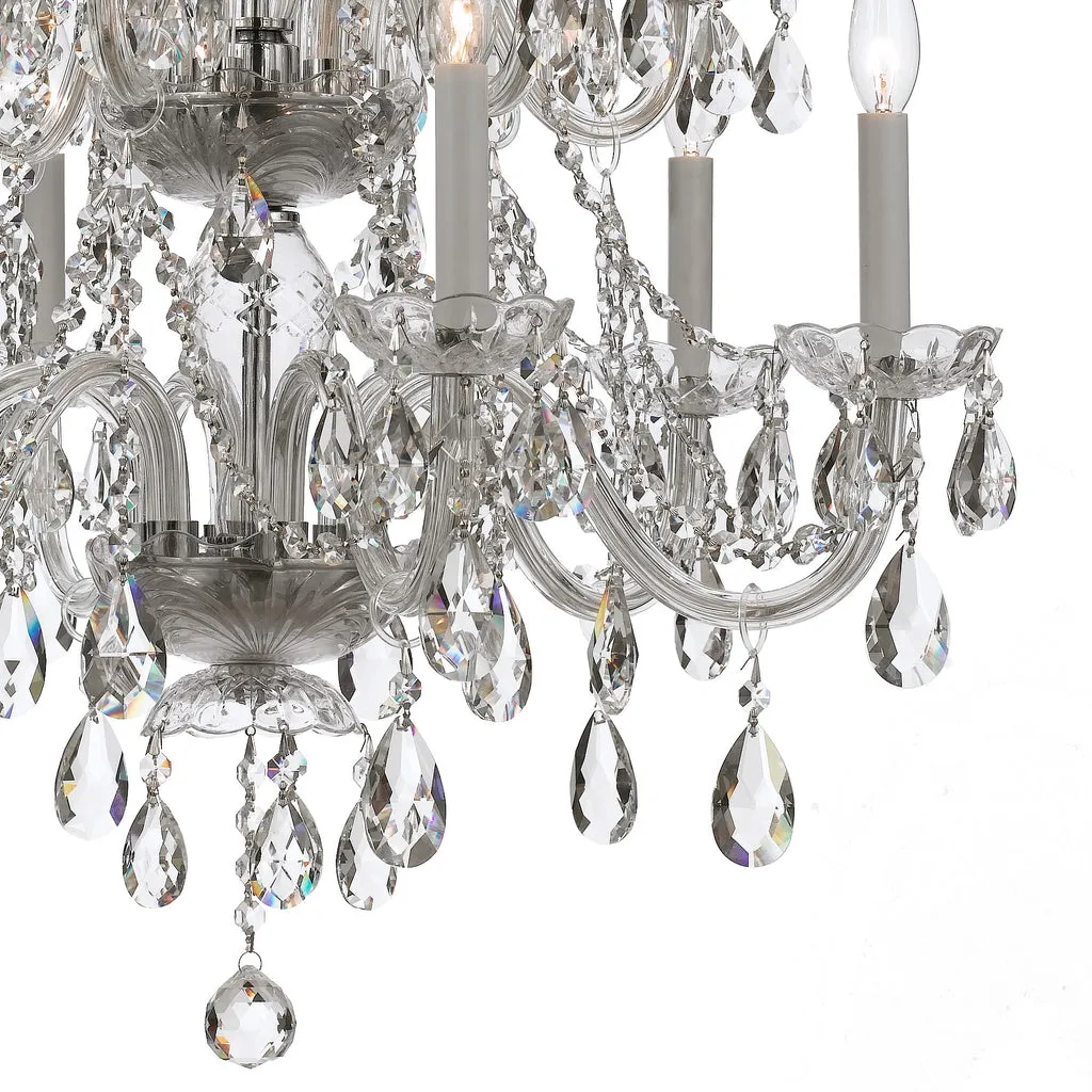 Traditional Crystal 12 Light Swarovski Strass Crystal Polished Chrome Chandelier