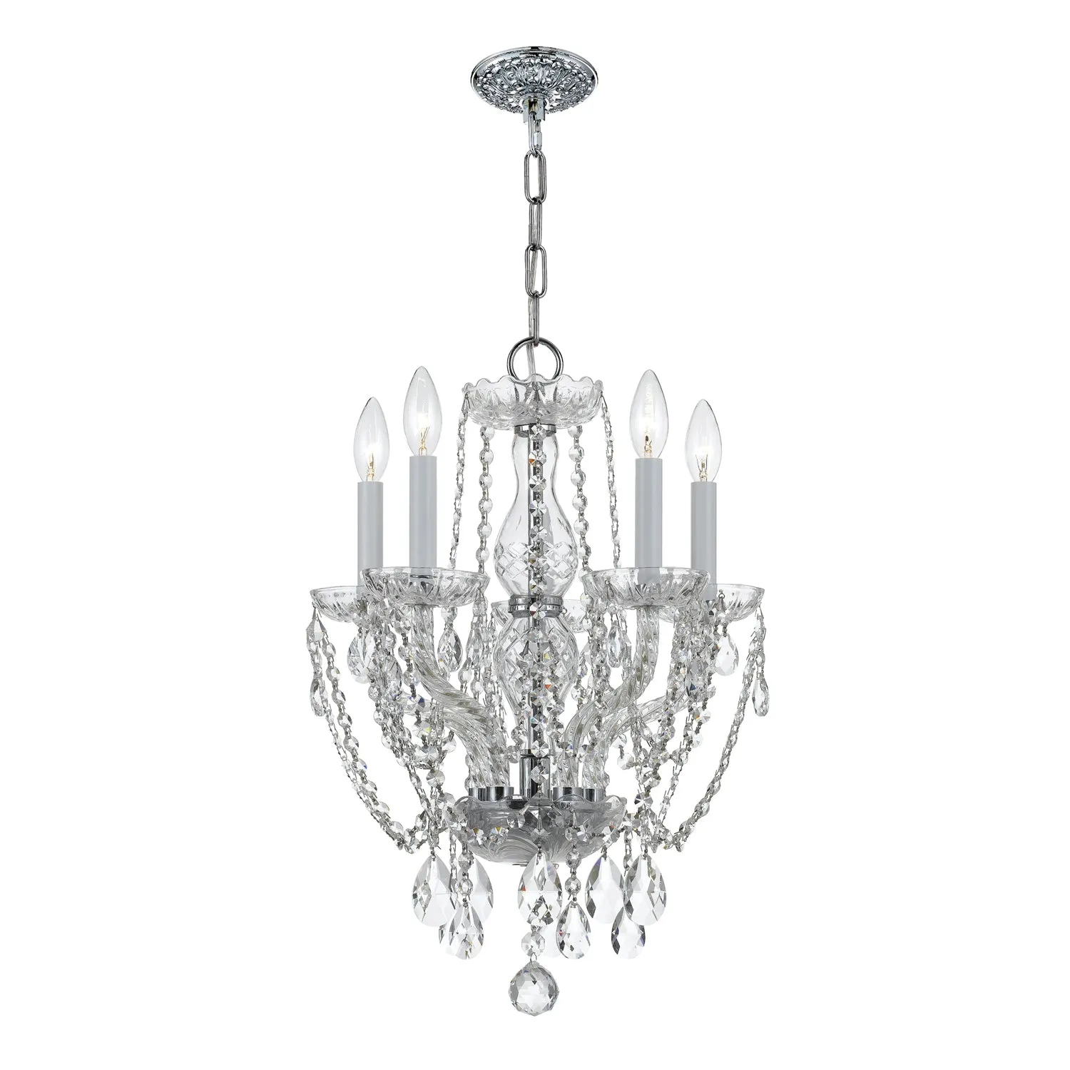 Traditional Crystal 5 Light Spectra Crystal Polished Chrome Mini Chandelier