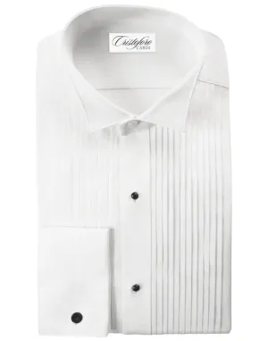 White Big and Tall Tuxedo Shirt by Christoforo Cardi -  Wing Collar, 100% Cotton with French Cuffs