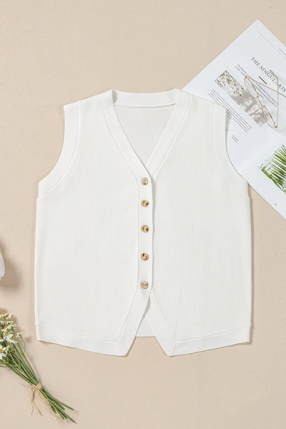 White Button Vest