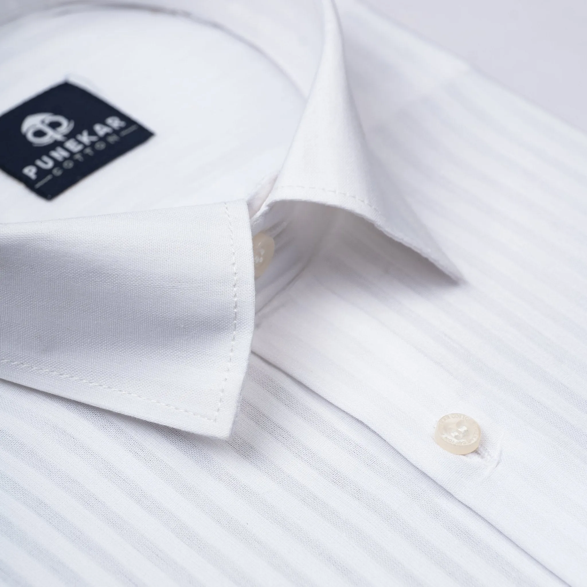 White Color vertical Cotton stripe Shirt For Men