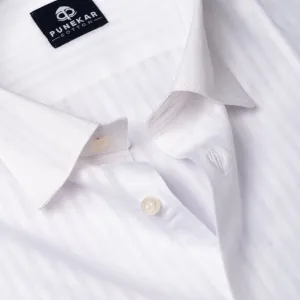 White Color vertical Cotton stripe Shirt For Men