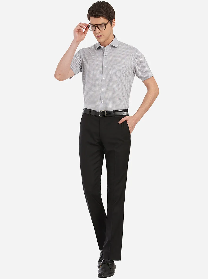 White,Blue & Brown Checked Regular Fit Formal Shirt | JadeBlue