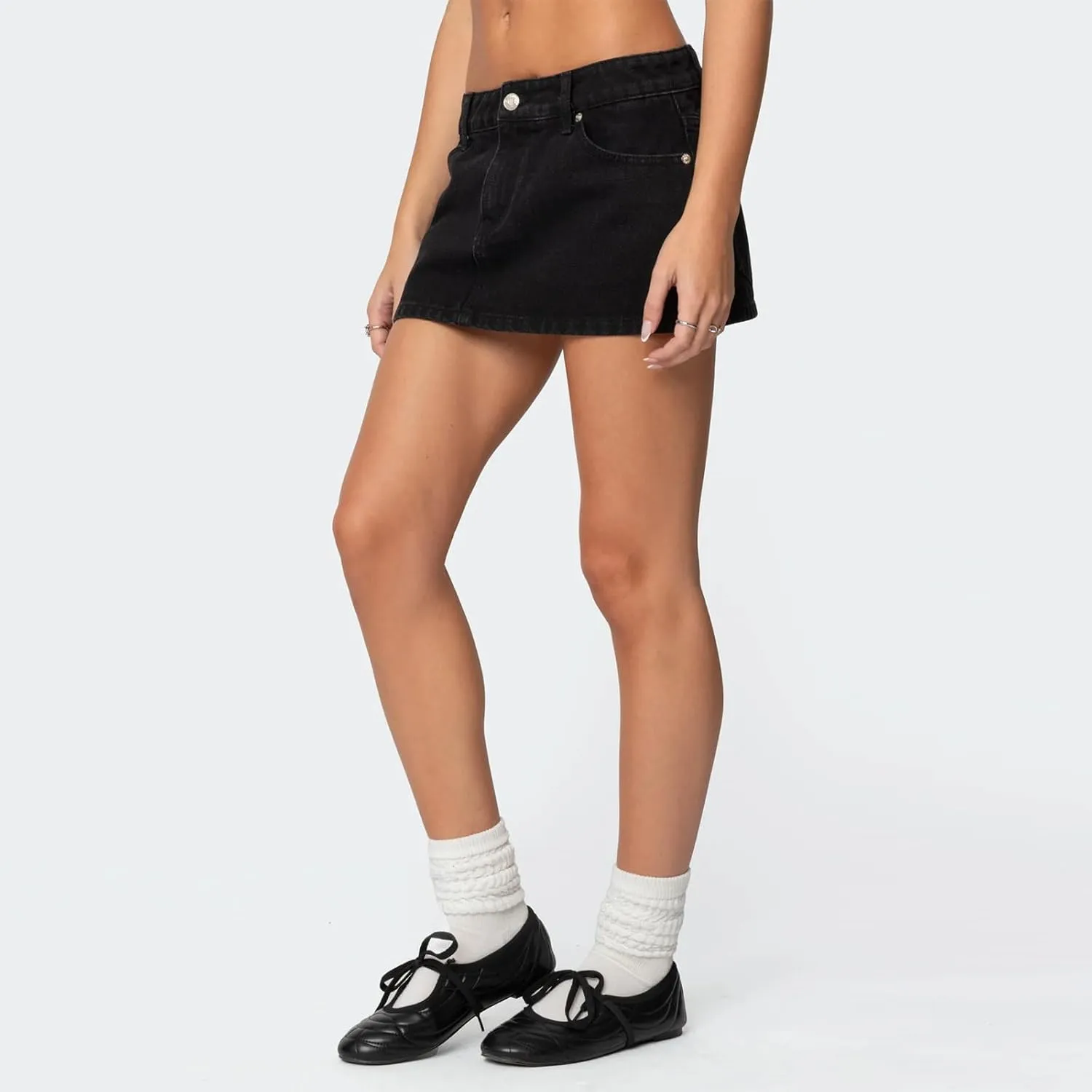 Women Y2k Jean Skirt Low Rise Casual Mini Denim Skirt Retro Button Front Short Cargo Skirt with Pockets