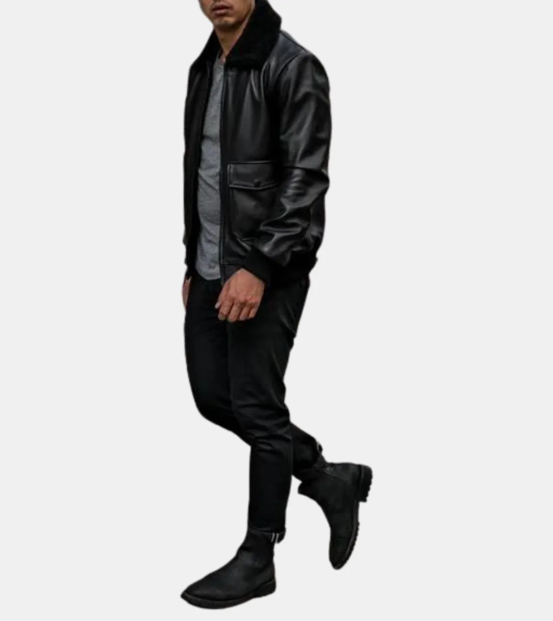 Zephyr Men's Black Bomber Leather Jacket