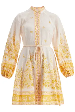ZIMMERMANN floral linen mini dress with